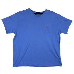 Polo Ralph Lauren Mens XL Blue Pocket T-Shirt Short Sleeve Cotton Orange Pony